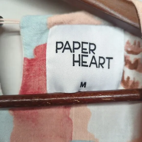 Paper Heart Anthropologie Fruit Print Linen Blend A Line Shift Mini Dress M Boho - Picture 5 of 10